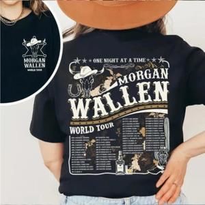 Morgan Wallen World Tour 2023 One Night At A Time Country Music 2 Sided Shirt